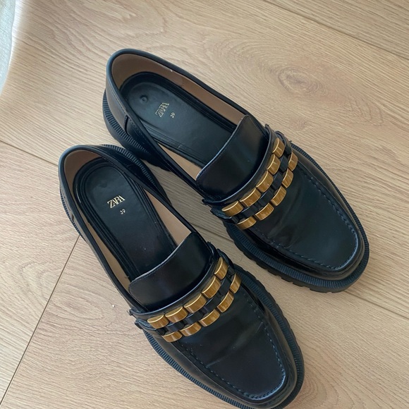 Zara Moccasin Adorno Track black size 8 - Picture 7 of 7